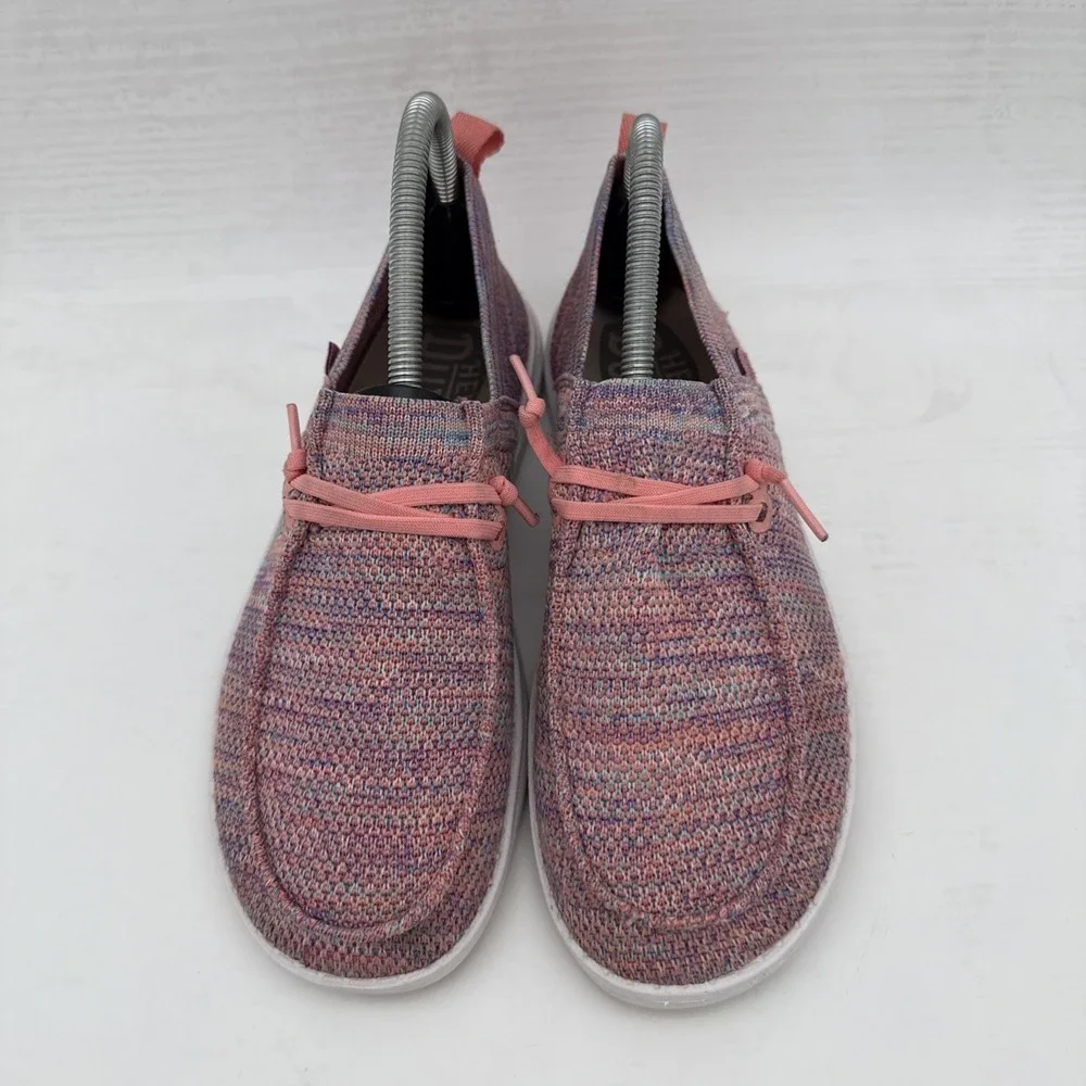 Hey Dude Wendy Halo Womens Size 7 Shoes Sunset Pink Multicolor Moc Toe Slip On